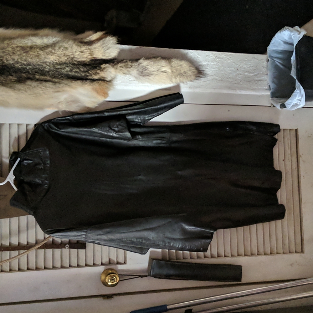 Michael hoban black leather dress